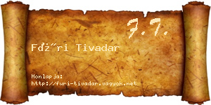 Füri Tivadar névjegykártya